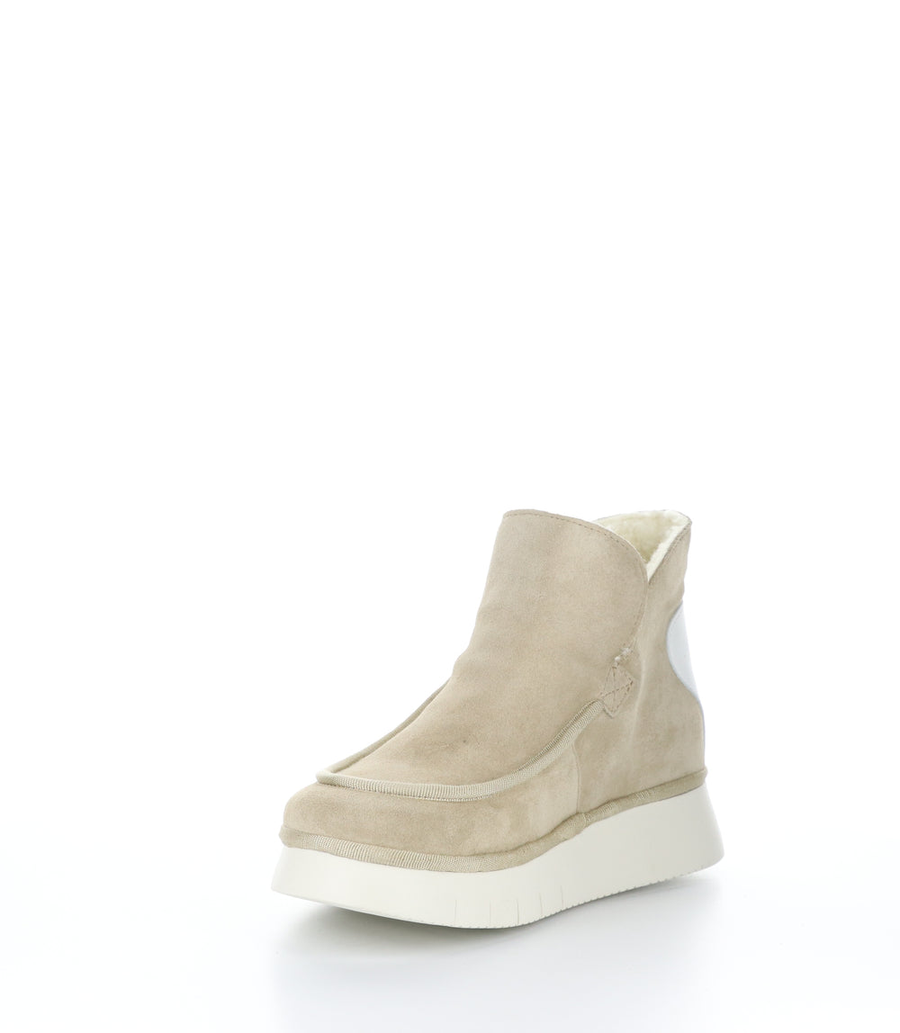COZE348FLY Creme Round Toe Ankle Boots