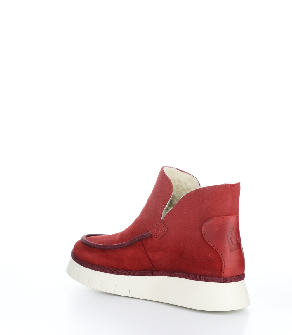 COZE348FLY Carmine Red Round Toe Ankle Boots