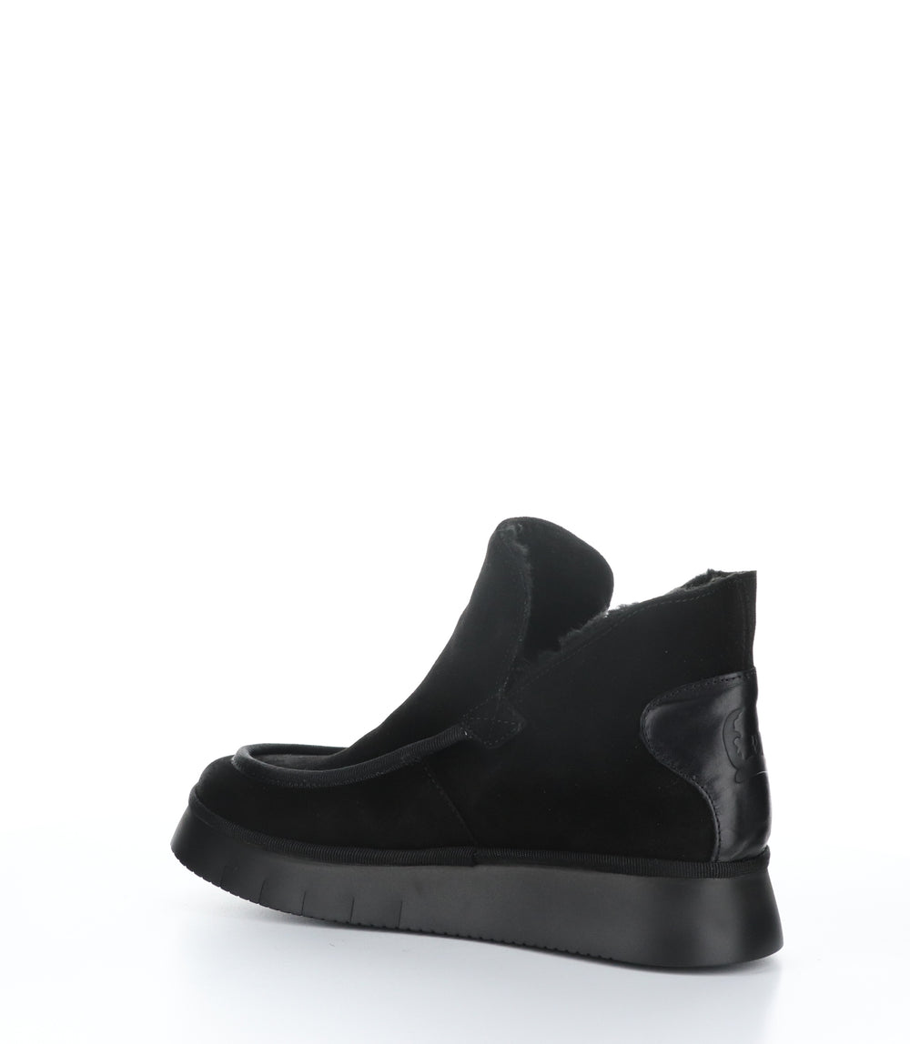 COZE348FLY Black Round Toe Ankle Boots