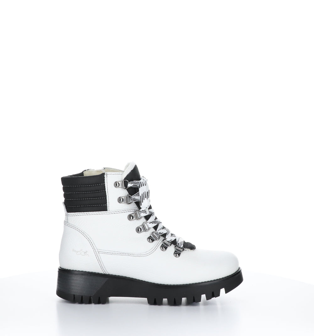 GATOR PRIMA White/Black Zip Up Ankle Boots