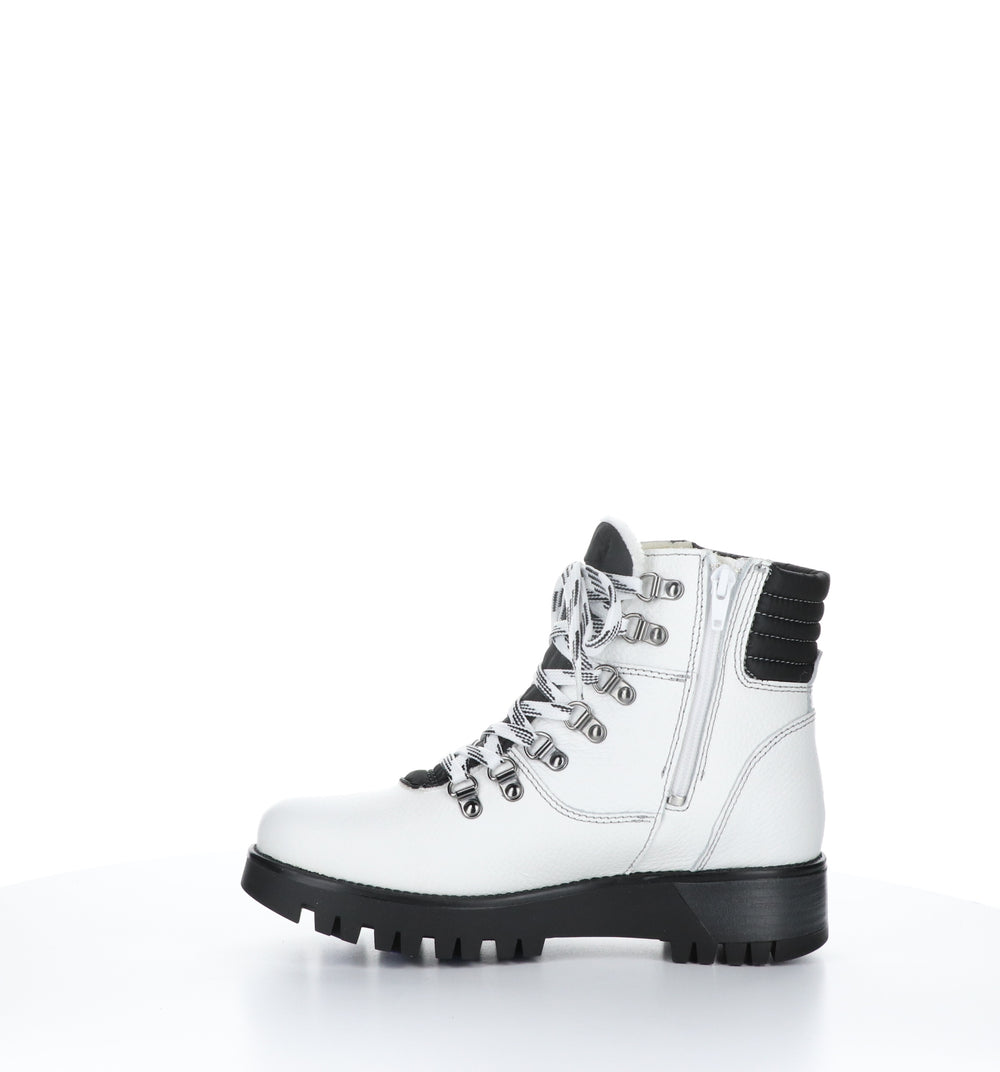 GATOR PRIMA White/Black Zip Up Ankle Boots