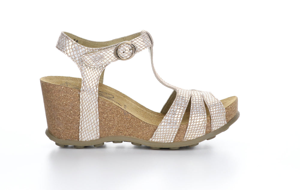 GUMY777FLY Diamond Tan Gold T-Strap Sandals