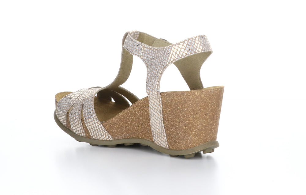 GUMY777FLY Diamond Tan Gold T-Strap Sandals