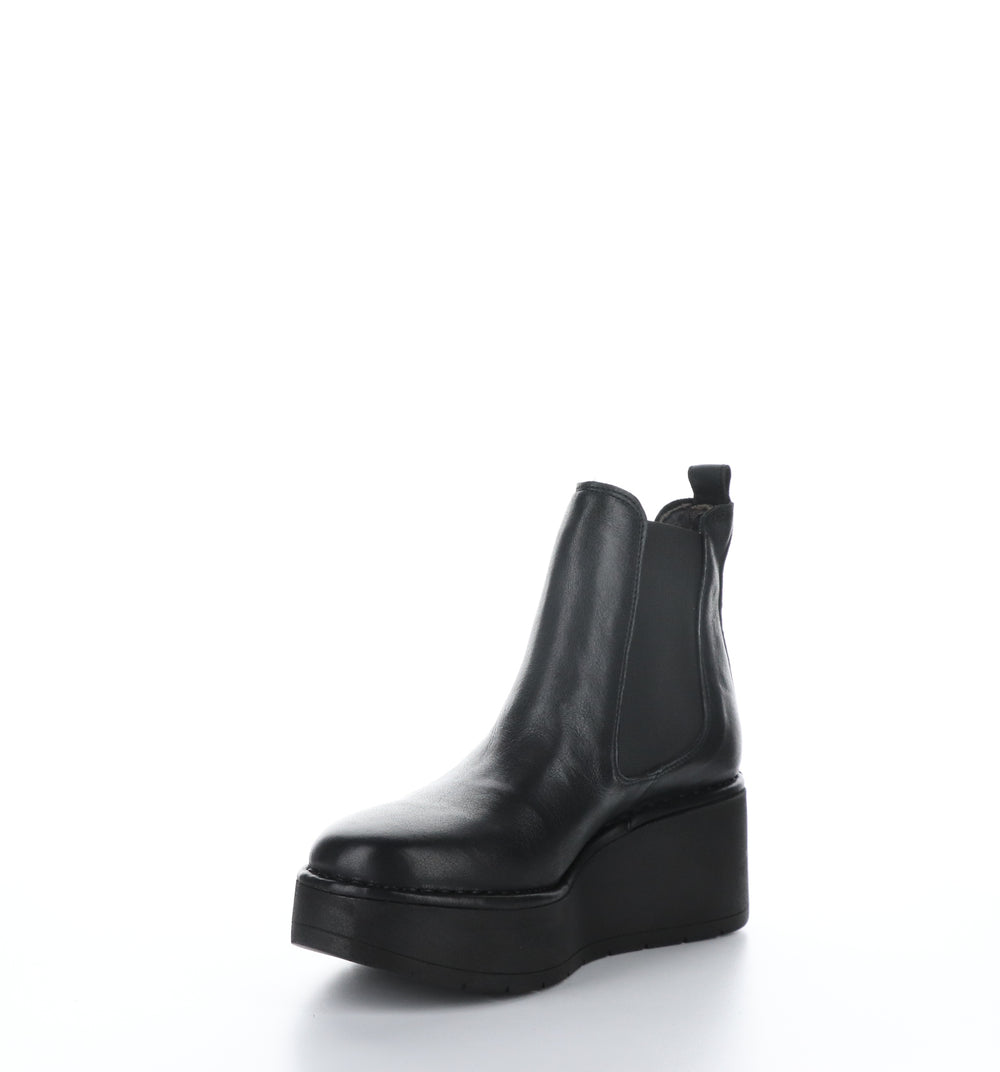 HAMA238FLY Black Round Toe Ankle Boots