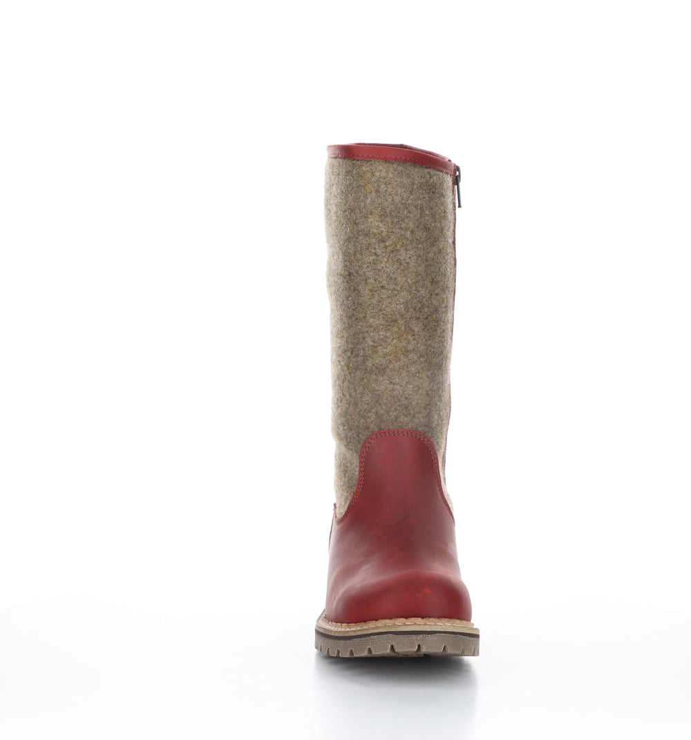 HANAH Red/Beige Round Toe Boots