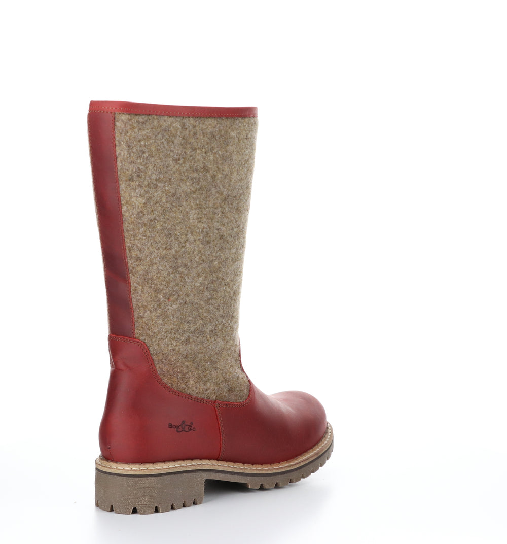 HANAH Red/Beige Round Toe Boots