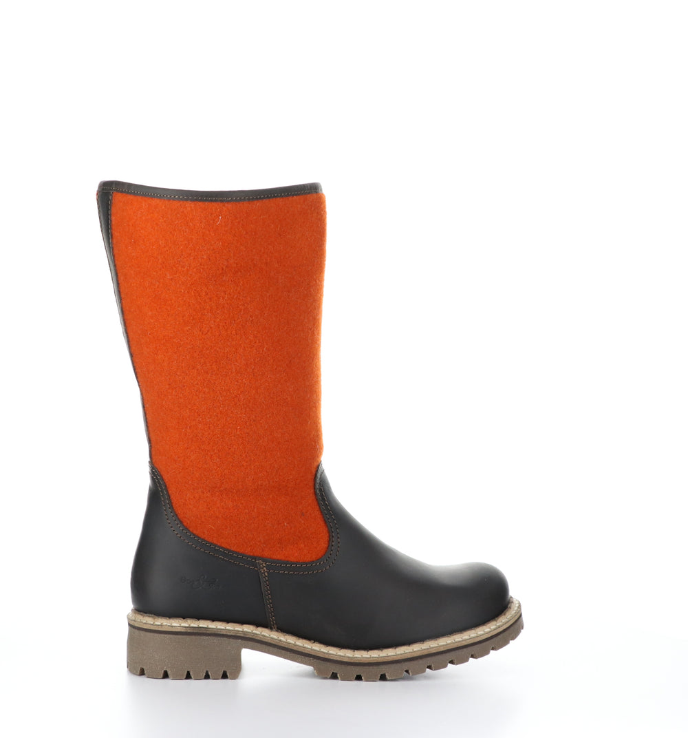 HANAH Dark Brown/Orange Round Toe Boots