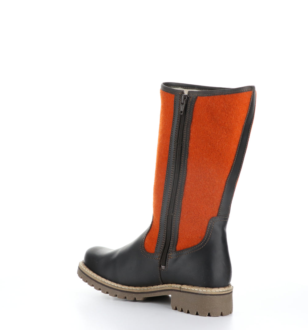 HANAH Dark Brown/Orange Round Toe Boots