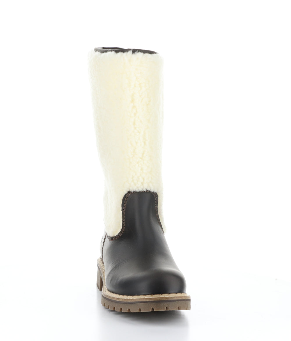 HANAH WOOL DK BROWN/BEIGE Round Toe Boots