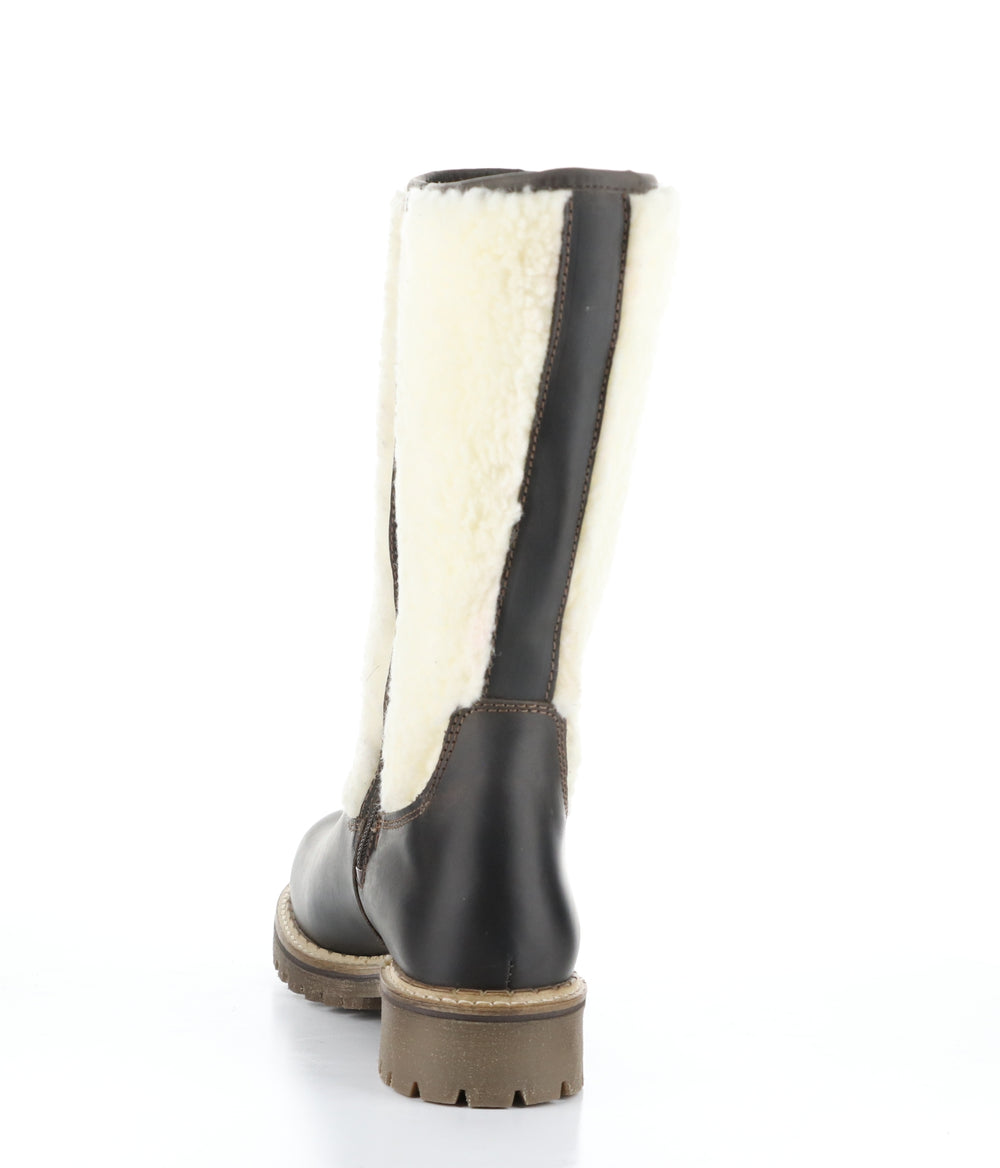 HANAH WOOL DK BROWN/BEIGE Round Toe Boots