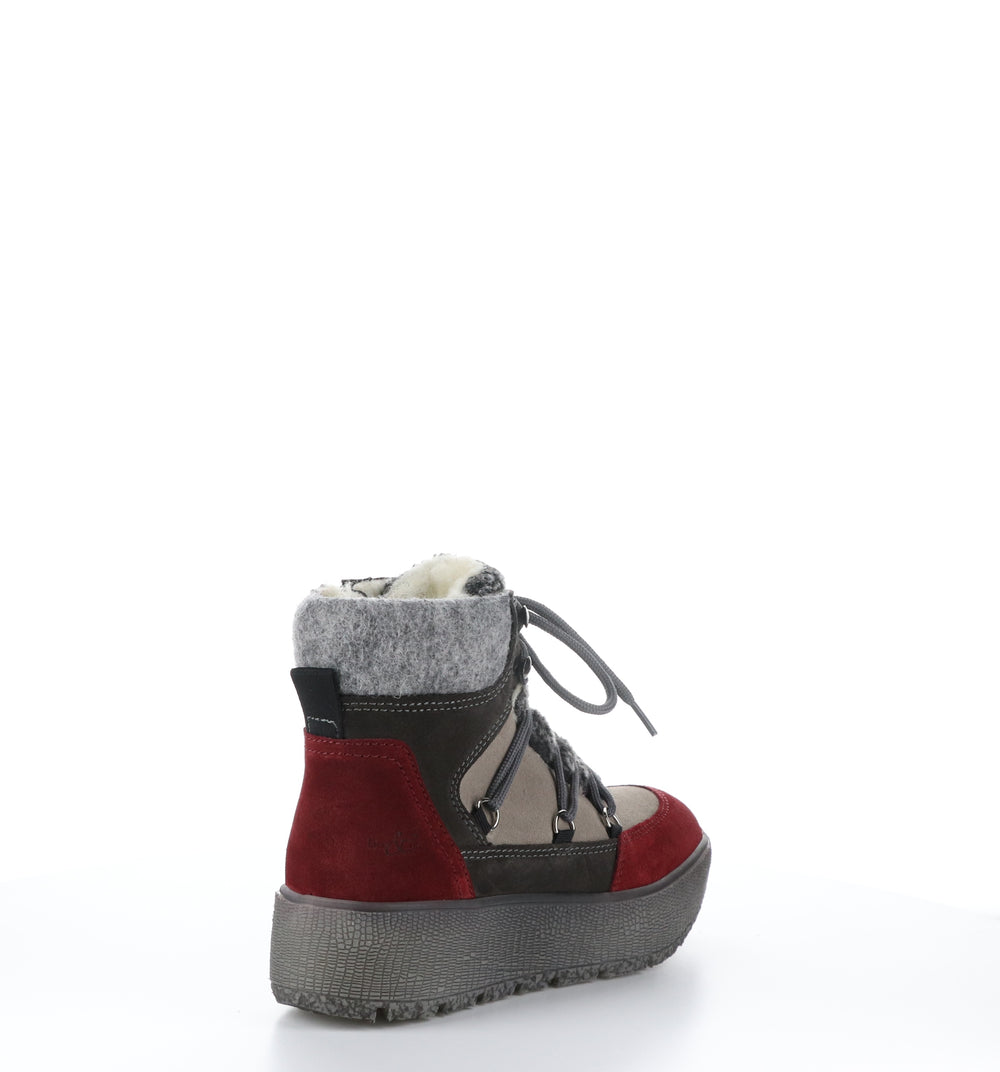 IDEAL Sangria/Anth/Grey Zip Up Ankle Boots