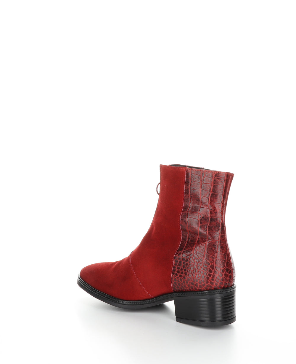 JORDON Red Zip Up Ankle Boots