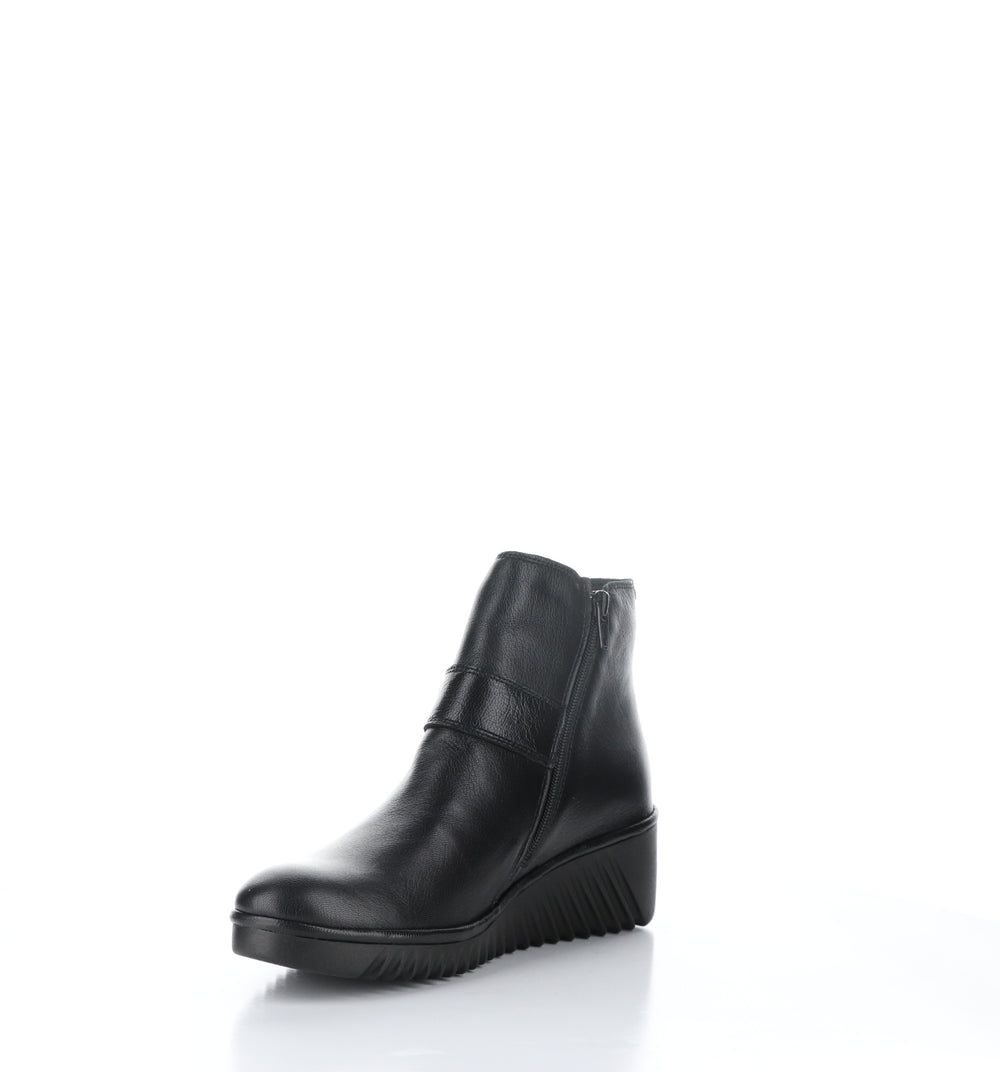 LELI334FLY Black Zip Up Ankle Boots