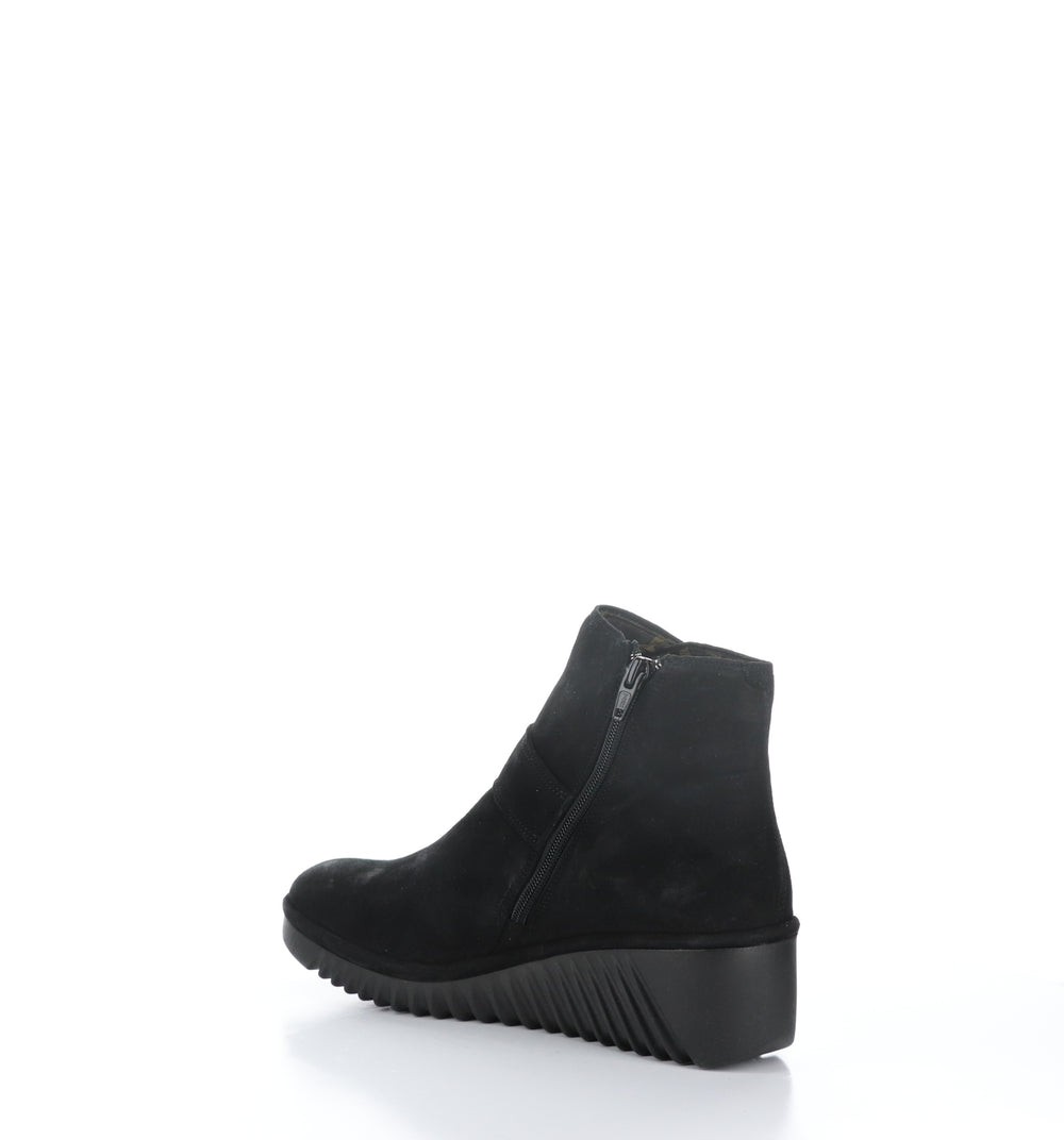 LELI334FLY Black Zip Up Ankle Boots