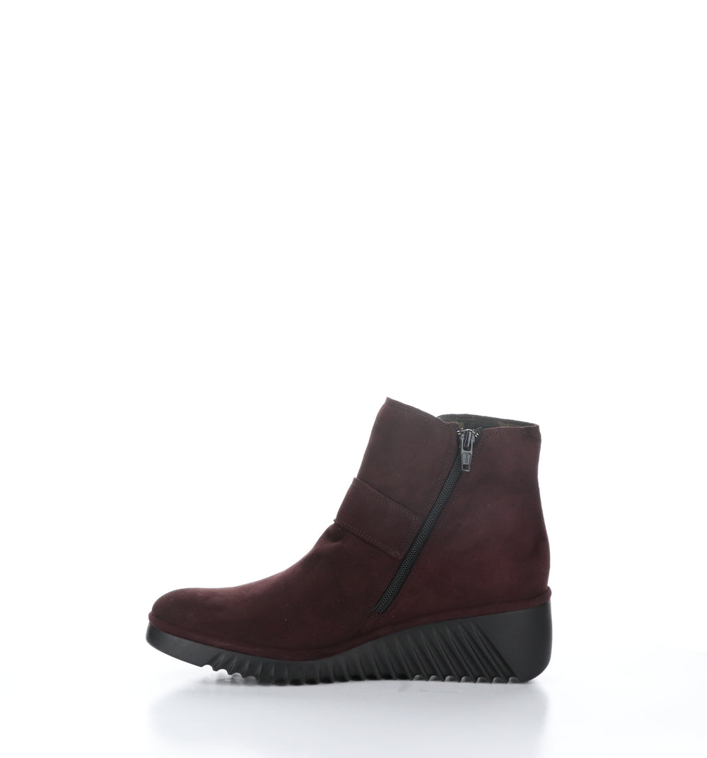 LELI334FLY Wine Zip Up Ankle Boots