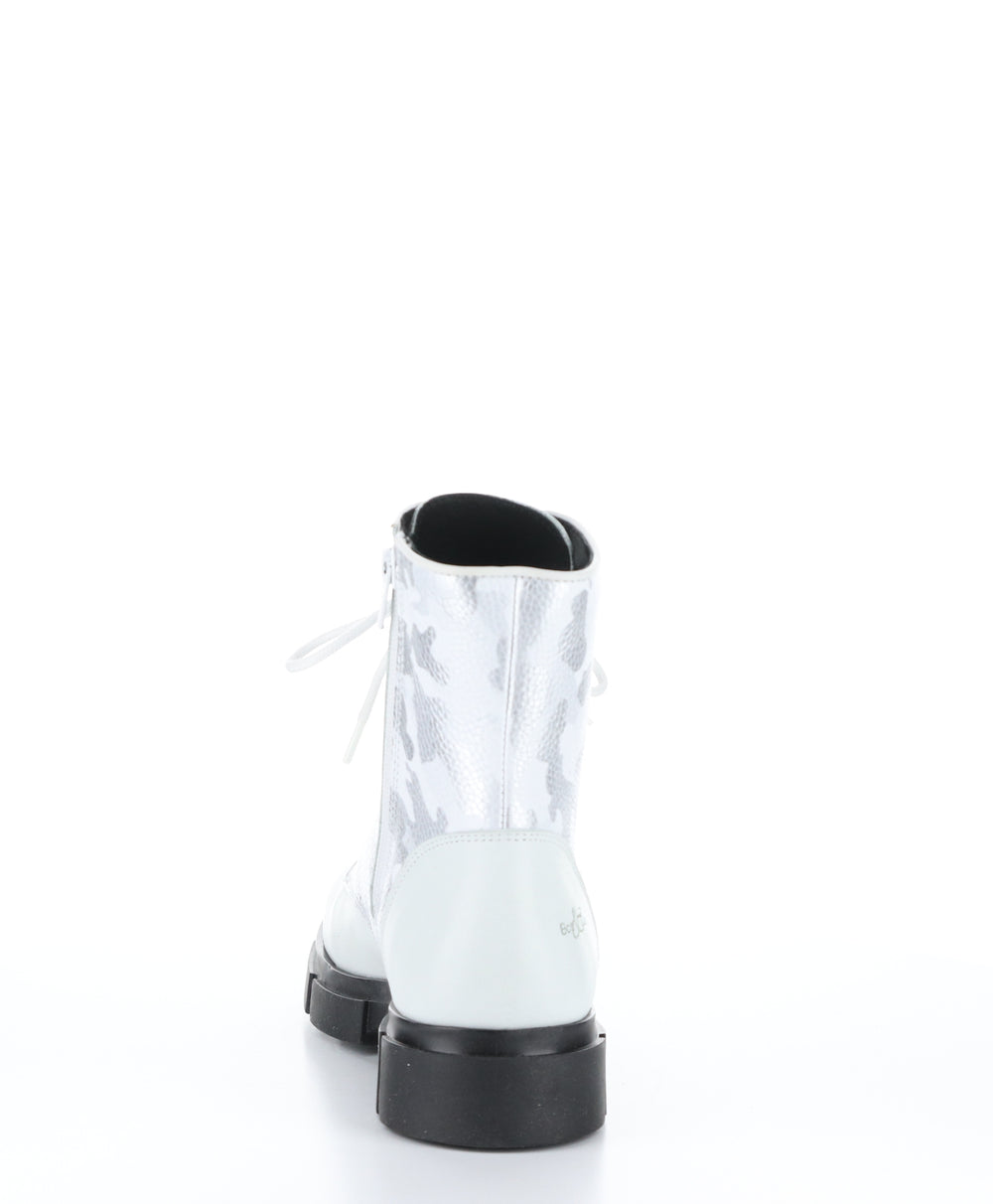 LUCK White/White/Silver Zip Up Boots