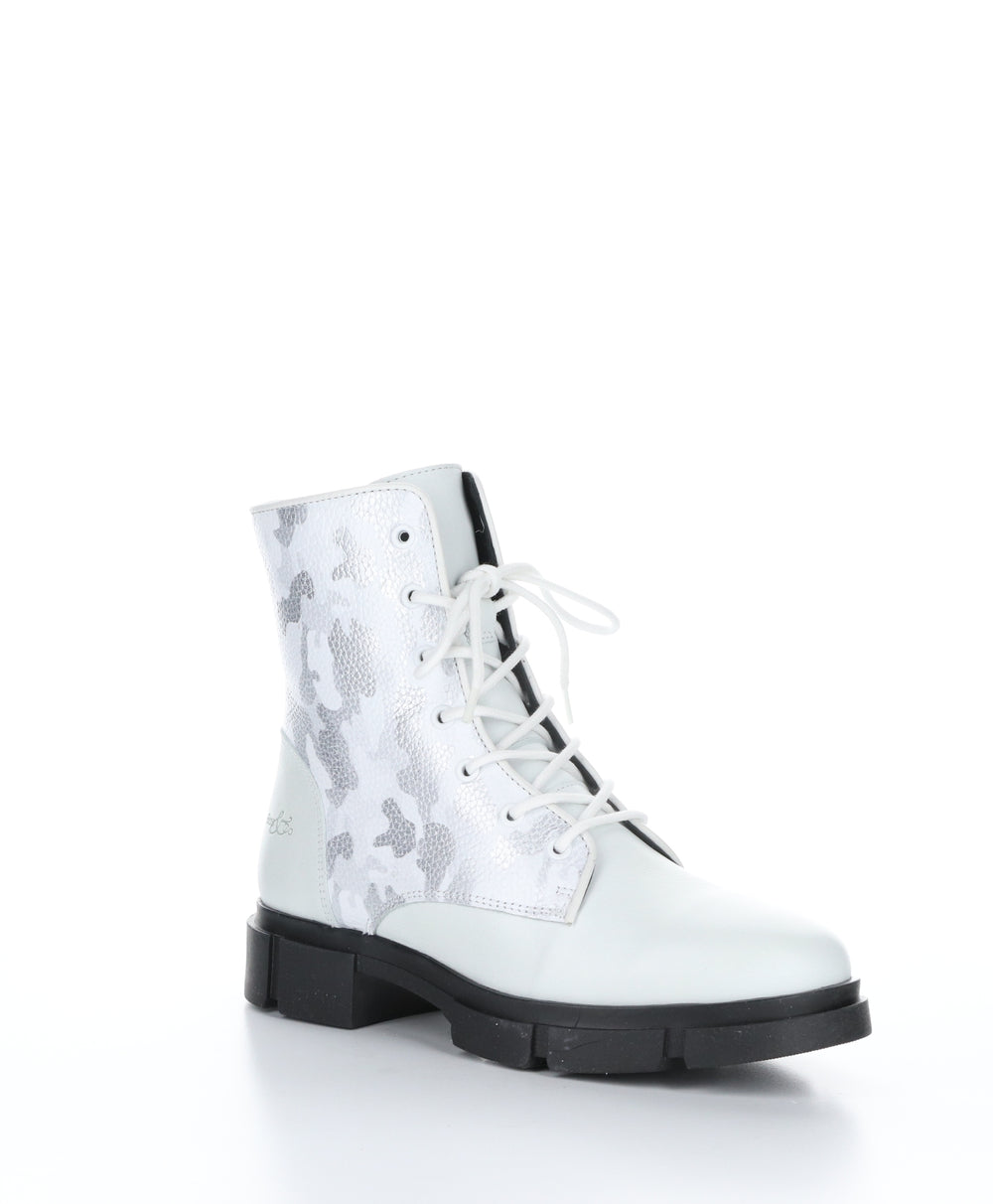 LUCK White/White/Silver Zip Up Boots