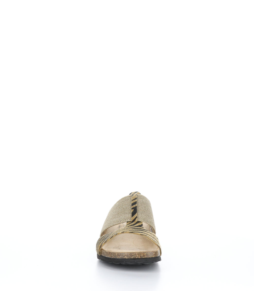 LULU CHAMPAGNE/BLACK Wedge Sandals