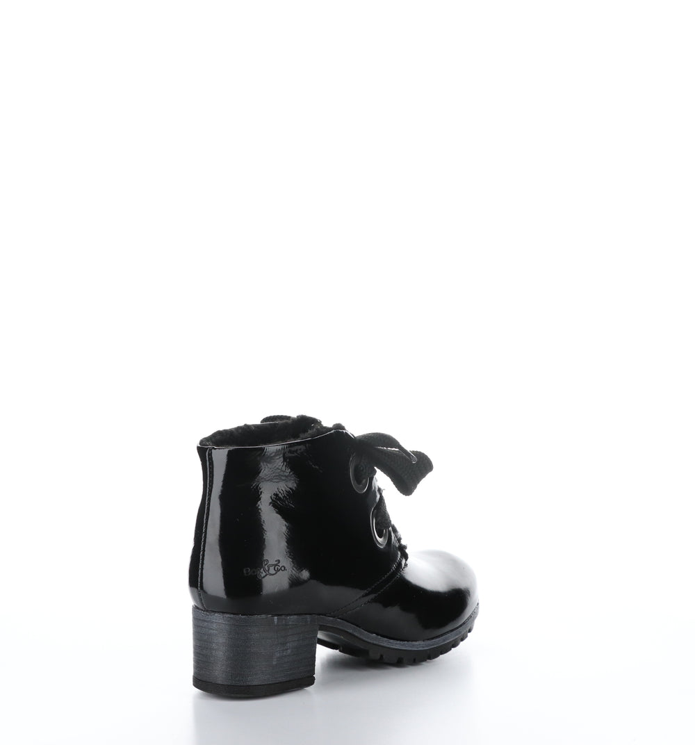 MANX Black Round Toe Ankle Boots