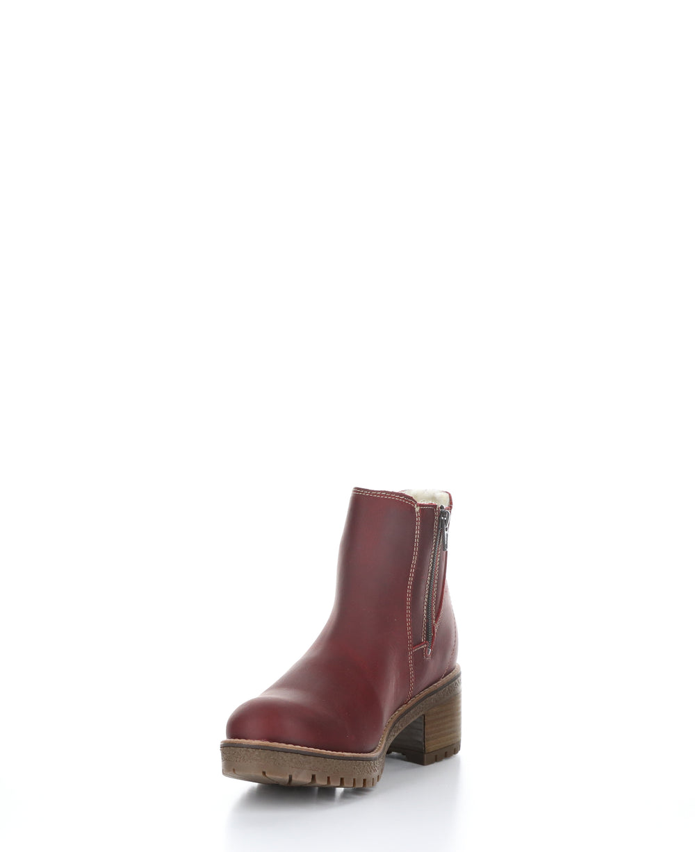 MASI Red/Dark Brown Zip Up Ankle Boots