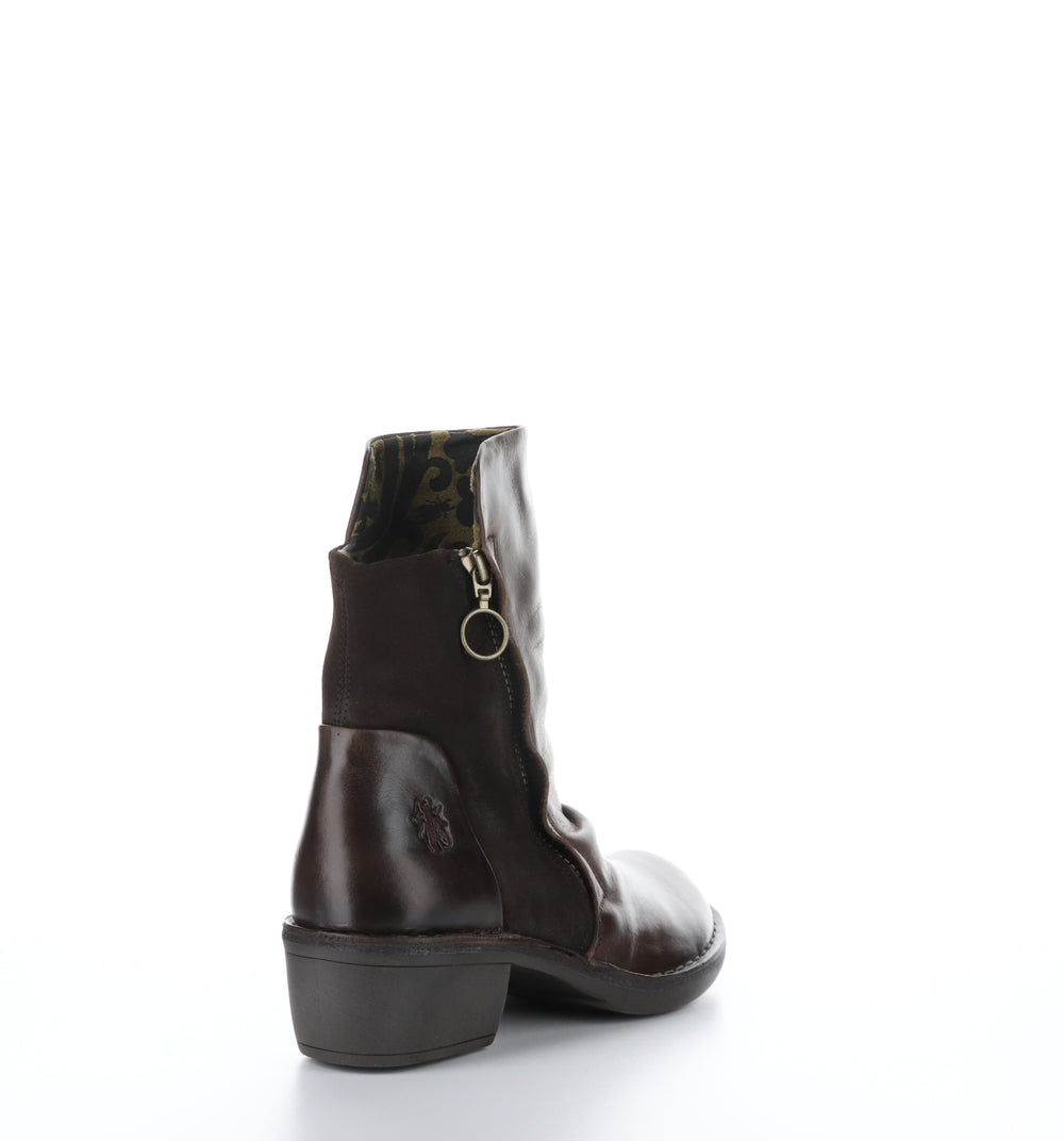 MELY074FLY Dk Brn Expresso Zip Up Boots