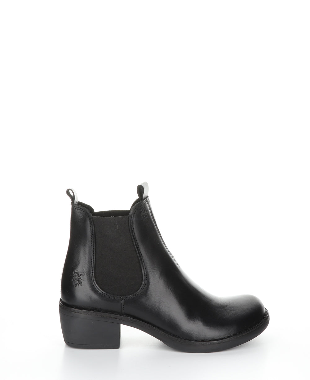 MEME030FLY Black Round Toe Ankle Boots