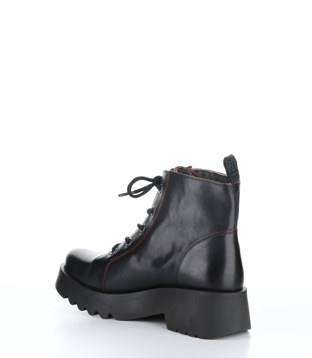 METZ788FLY Black/Red Round Toe Ankle Boots