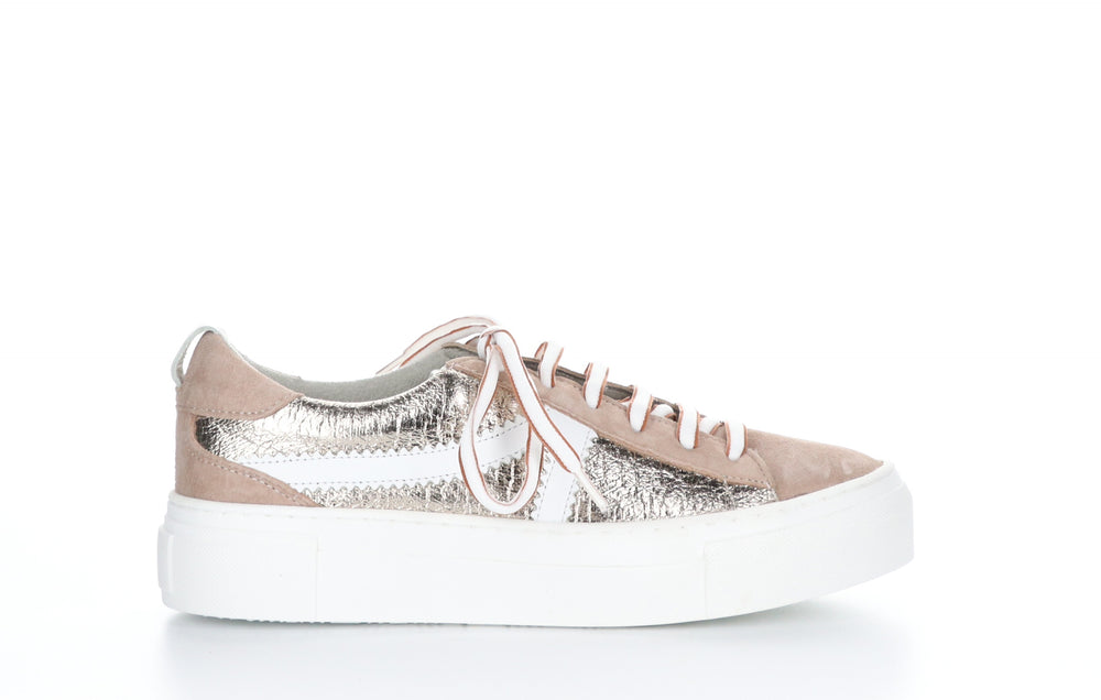 OLARY Gold Nude Lace-up Shoes