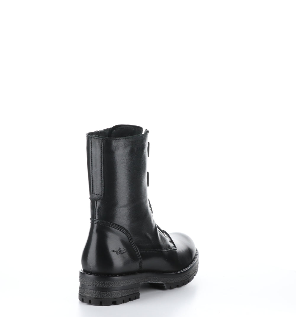 PAUSE Black Leather Zip Up Boots