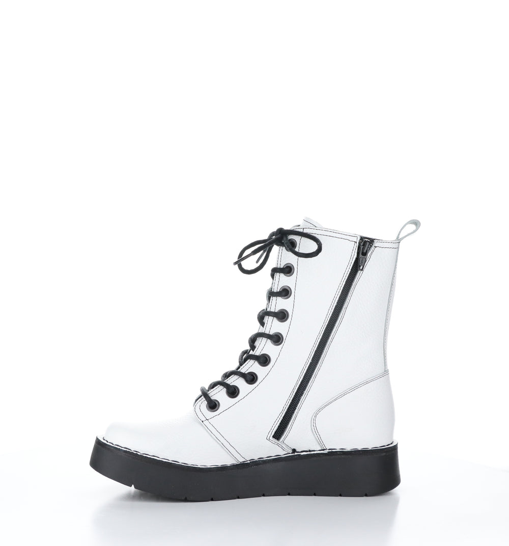 RAMI043FLY White Zip Up Boots