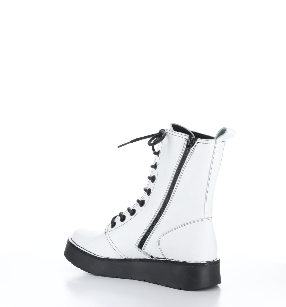 RAMI043FLY White Zip Up Boots
