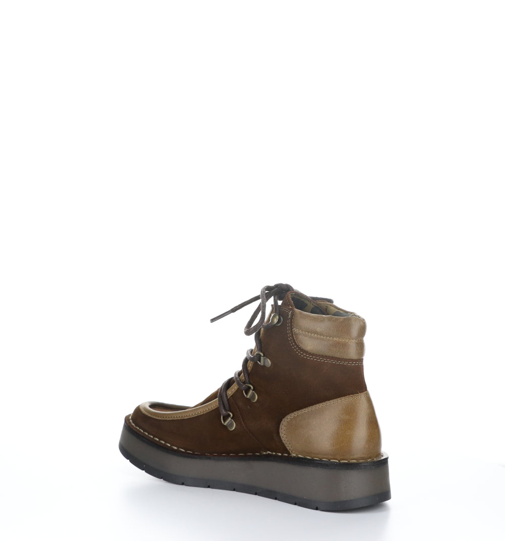ROXA067FLY Camel Round Toe Ankle Boots