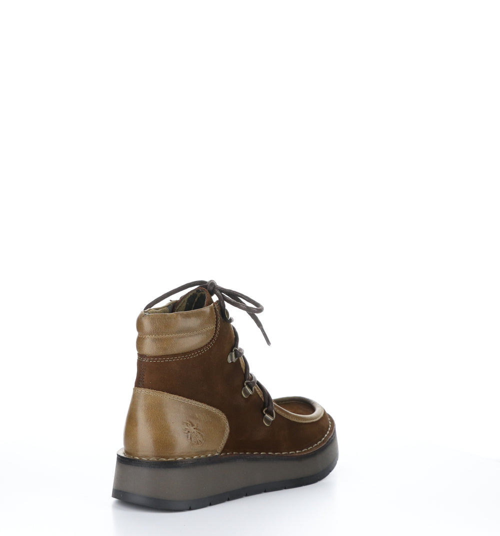 ROXA067FLY Camel Round Toe Ankle Boots