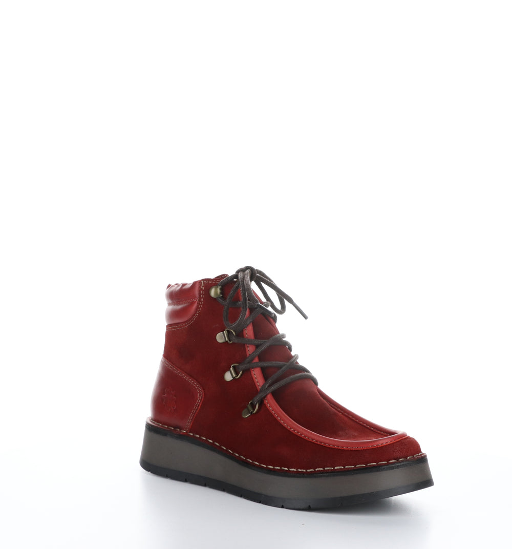 ROXA067FLY Red Round Toe Ankle Boots