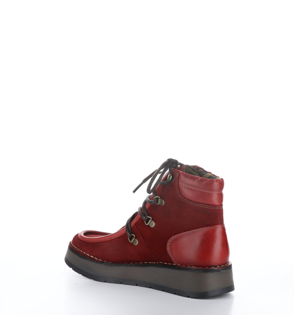 ROXA067FLY Red Round Toe Ankle Boots