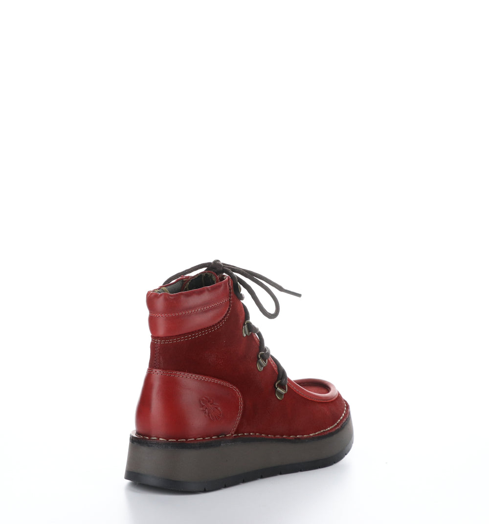 ROXA067FLY Red Round Toe Ankle Boots