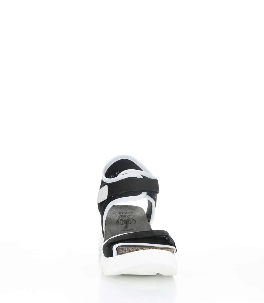 SIGO727FLY BLACK/WHITE Wedge Sandals