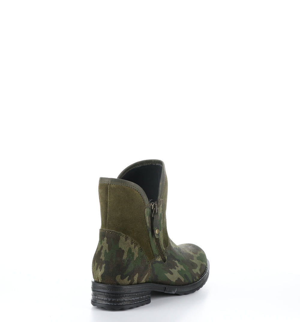STRIVE Green/Olive Zip Up Ankle Boots