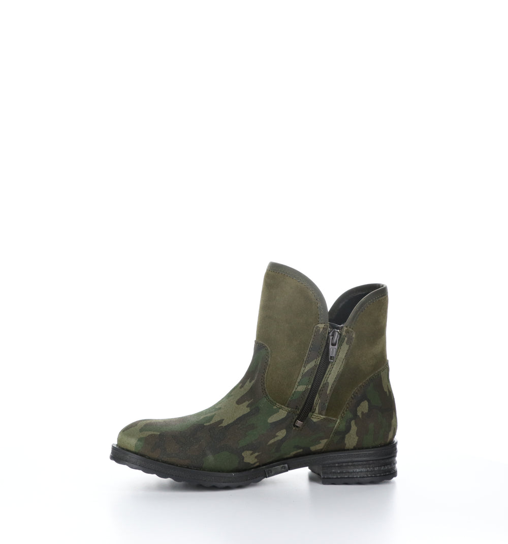 STRIVE Green/Olive Zip Up Ankle Boots