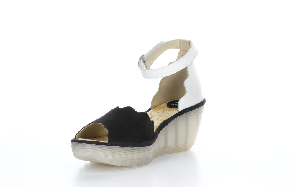 YECE213FLY Black/Offwhite Ankle Strap Sandals