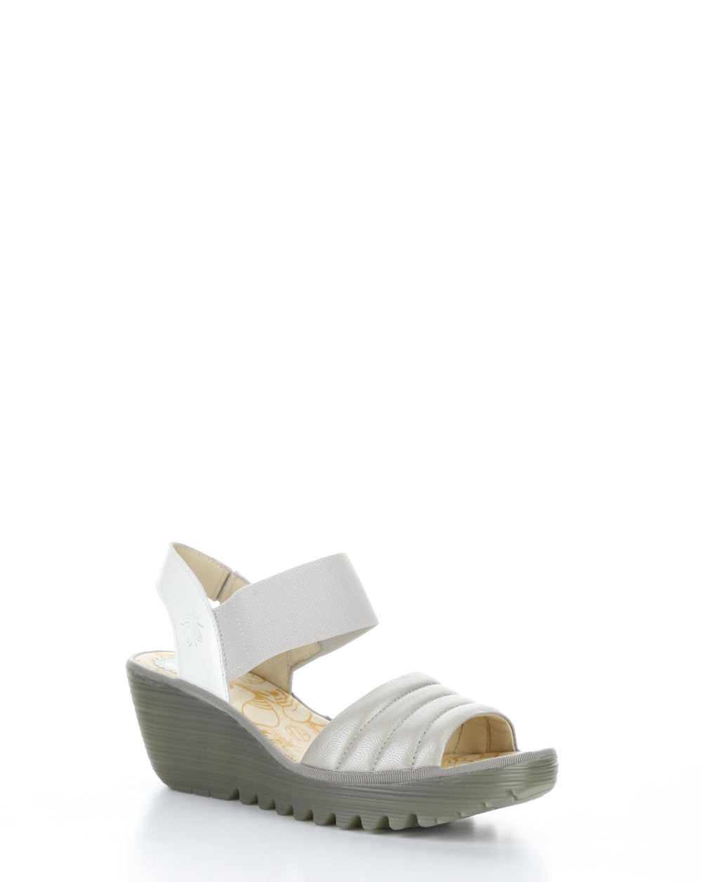 YIKO414FLY 001 SILVER/OFF WHITE Elasticated Sandals